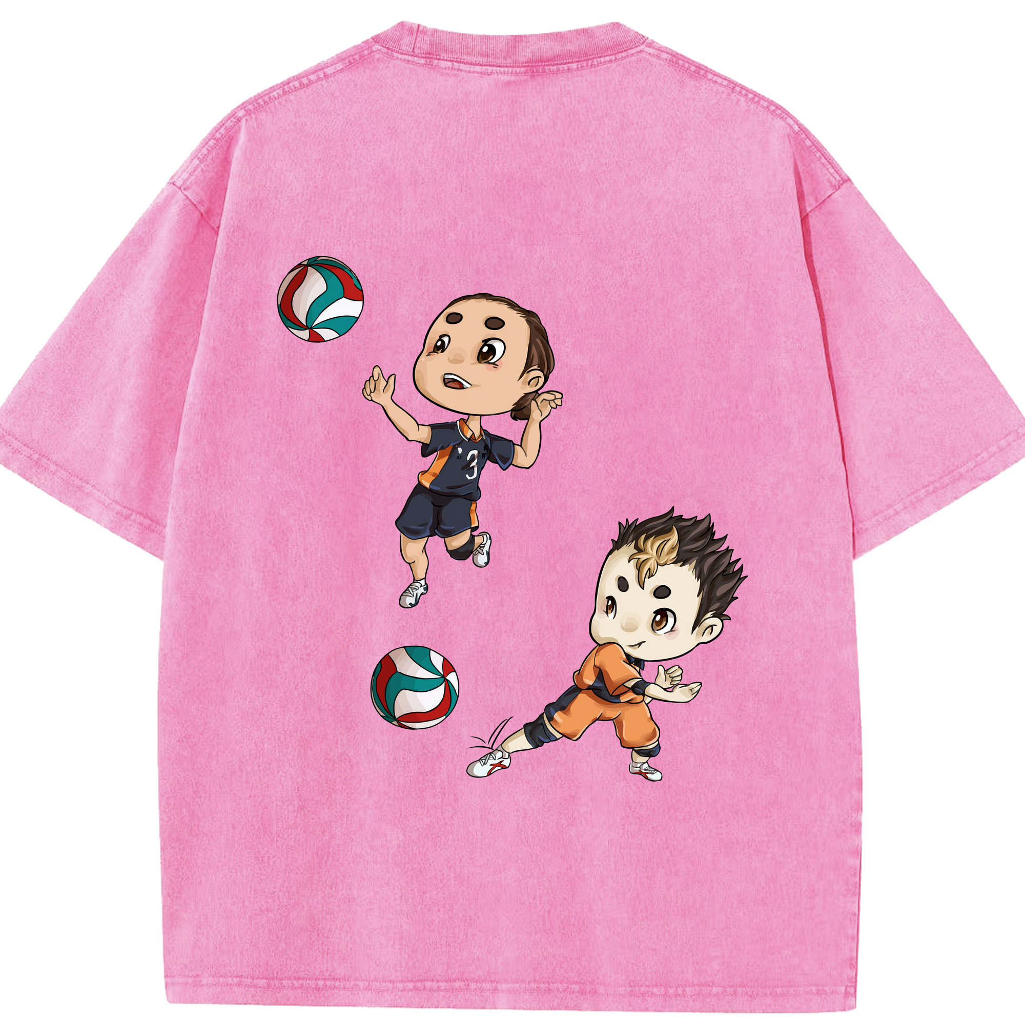 （画像用） ハイキュー!! Haikyu!! 綿100% ヴィンテージ風 半袖Tシャツ（背面プリント）